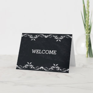 Personalised Black Swirl Boarder Welcome Card