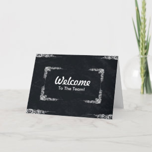 Personalised Black Swirl Border Welcome Card
