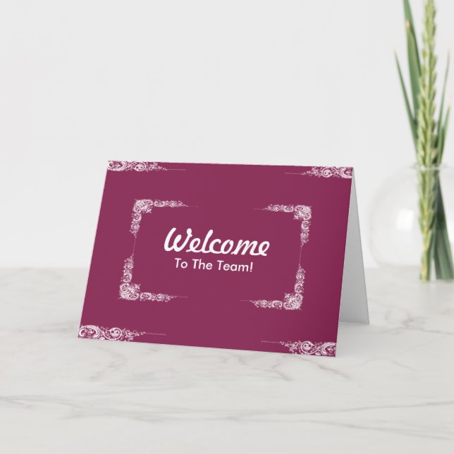 Personalised Black Swirl Border Welcome Card (Front)