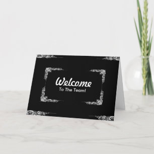 Personalised Black Swirl Border Welcome Card
