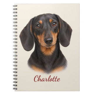 Personalised Black & Tan Dachshund with Name Notebook