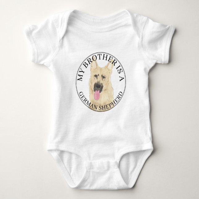 Personalised Black & Tan German Shepherd Baby Bodysuit (Front)