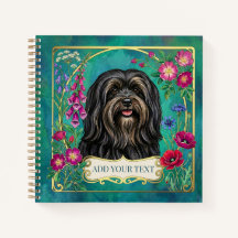 Personalised Black Tan Lhasa Apso Square Notebook