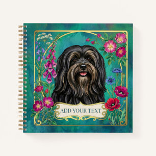 Personalised Black Tan Lhasa Apso Square Notebook