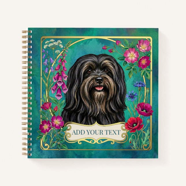 Personalised Black Tan Lhasa Apso Square Notebook (Front)