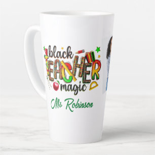 Personalised Black Teacher Magic Photo Collage Latte Mug