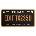 Personalised Black Texas License Plate