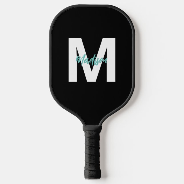 Personalised Black & Turquoise Women's  Pickleball Paddle (Front)