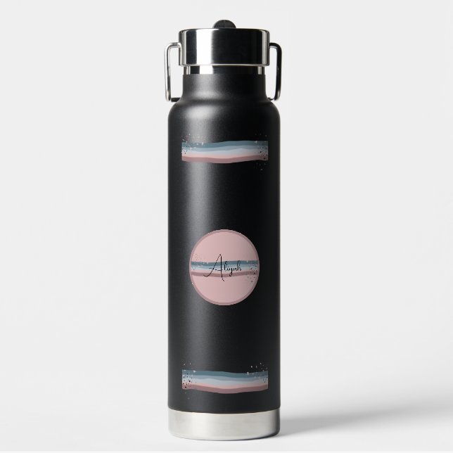 Personalised Black Twilight  Water Bottle (Front)