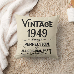 Personalised black vintage 75th birthday party cushion