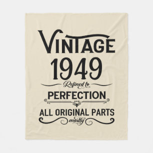 Personalised black vintage 75th birthday party fleece blanket