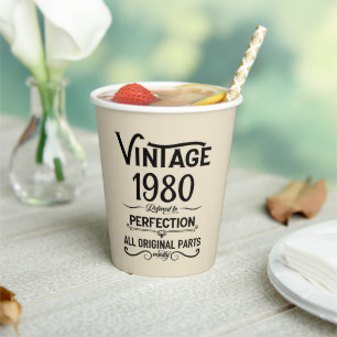 Personalised black vintage birthday party paper cups