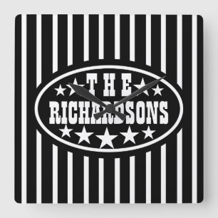 Personalised Black Vintage Carnival Square Wall Clock