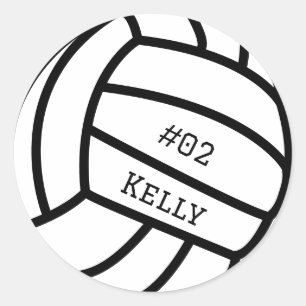 Personalised Black Volleyball Stickers