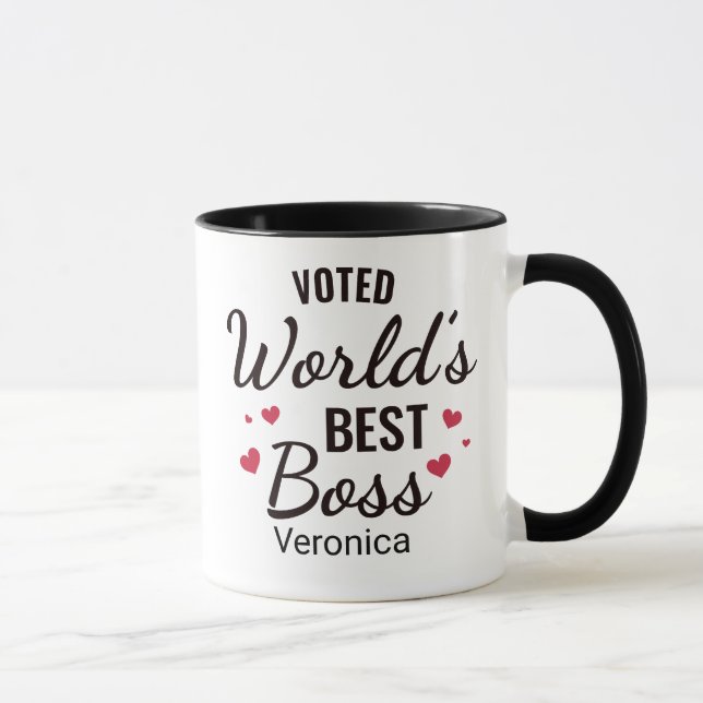 Personalised Black Voted World's Best Boss   Mug (Right)