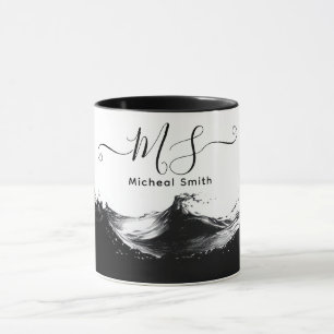Personalised Black Wave Mug – Artistic Custom