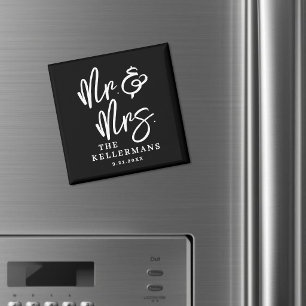 Personalised Black Wedding Favour Magnet