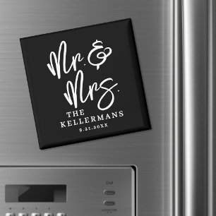 Personalised Black Wedding Favour Magnet