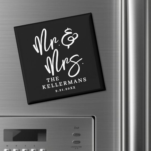 Personalised Black Wedding Favour Magnet (Personalized Black Wedding Favor Magnet )