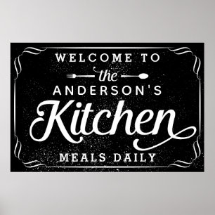 Personalised Black Welcome to the Kitchen Sign