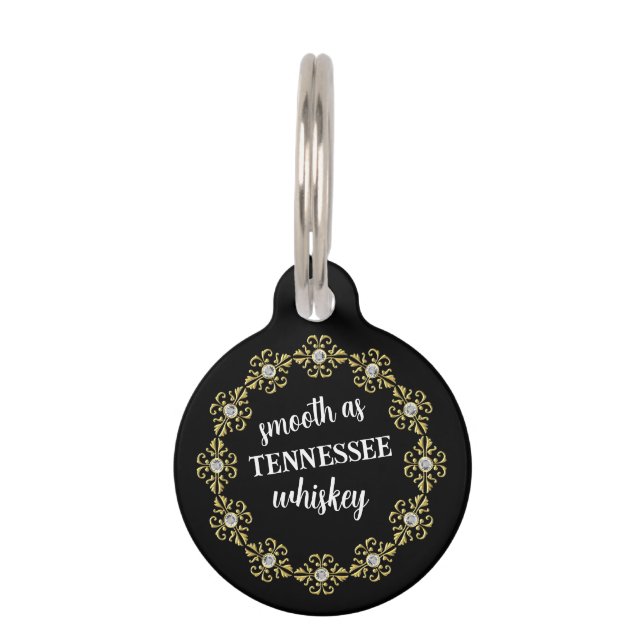 Personalised Black Whiskey Custom  Pet Tag (Front)