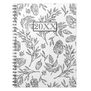 Personalised Black White Acorn Foliage Design Notebook