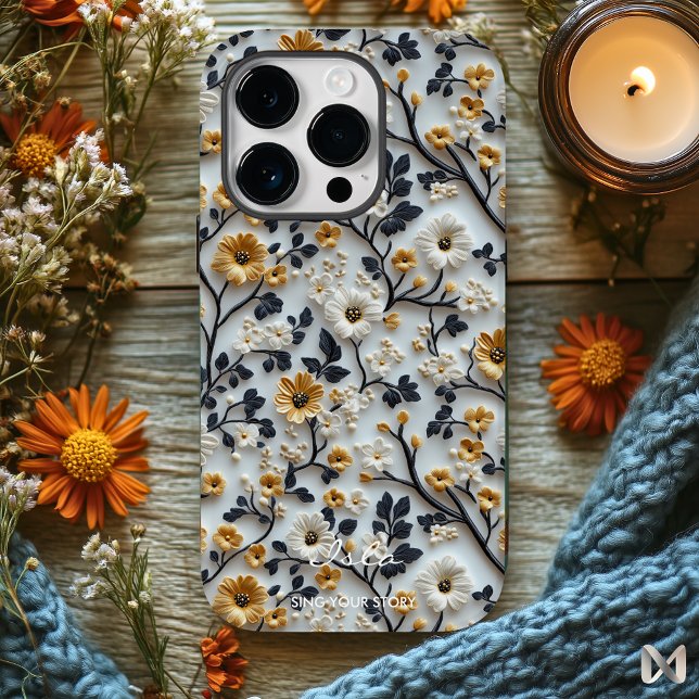 Personalised Black, White, and Gold Embroidered  Case-Mate iPhone Case (Creator Uploaded)