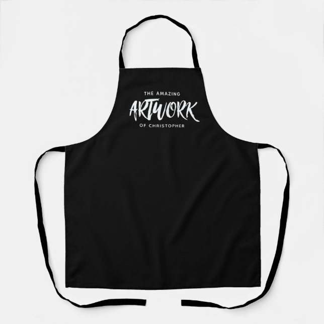 Personalised Black White Artist Apron (Front)