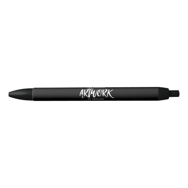 Personalised Black White Artist Keepsake Black Ink Pen (Front)
