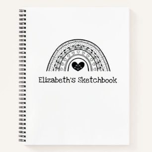 Personalised Black White Artist Sketchbook Notebook