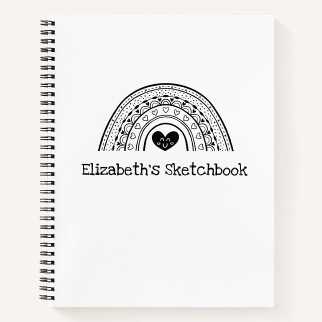 Personalised Black White Artist Sketchbook Notebook (Front)