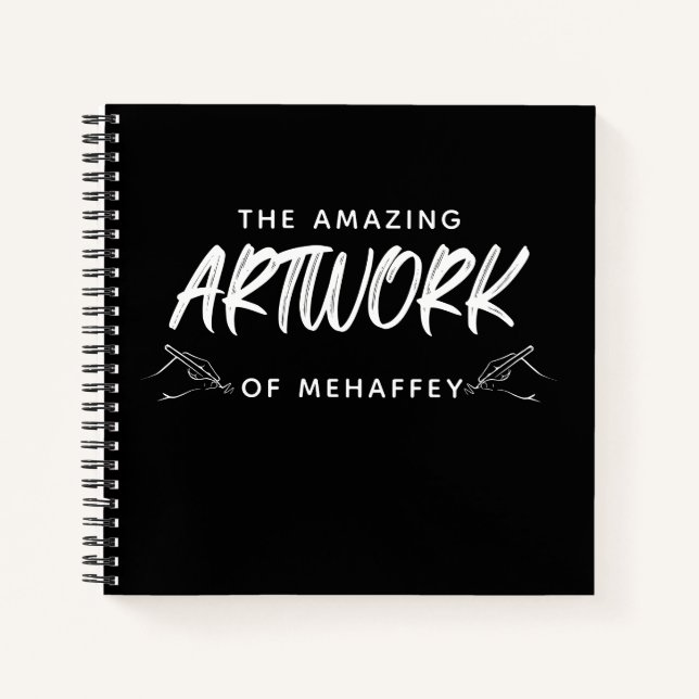 Personalised Black White Artist Sketchbook Notebook (Front)
