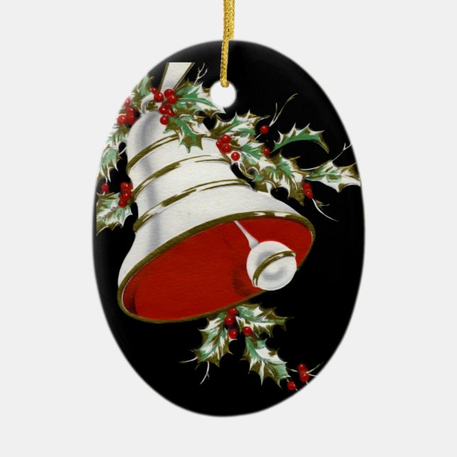 Personalised Black, White Bell Christmas Ornament (Front)