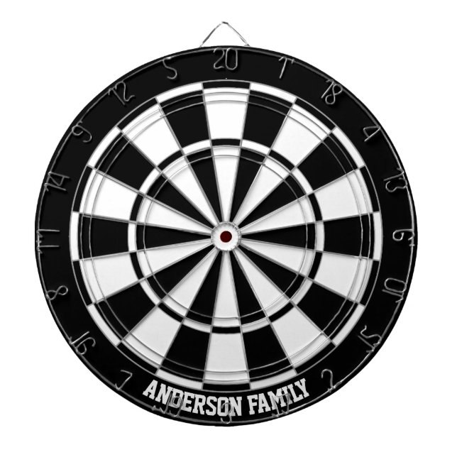 Personalised Black & White Bicolor Dart Board (Front)