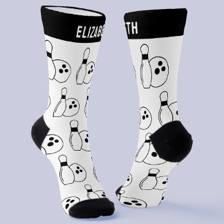 Personalised Black & White Bowling Socks w/ Name