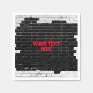 Personalised Black & White Brick Wall Napkin