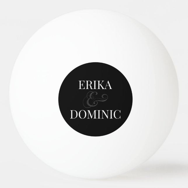 Personalised Black White Bride and Groom Wedding  Ping Pong Ball (Front)
