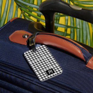 Personalised Black & White Chequerboard Luggage Tag