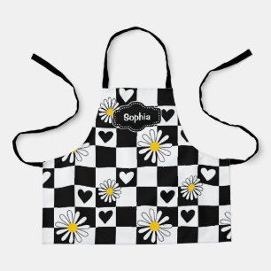 Personalised Black White Chequered Apron