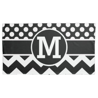 Personalised Black White Chevron Polka Dots Pillowcase