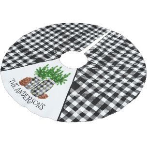 Personalised Black White Christmas Brushed Polyester Tree Skirt