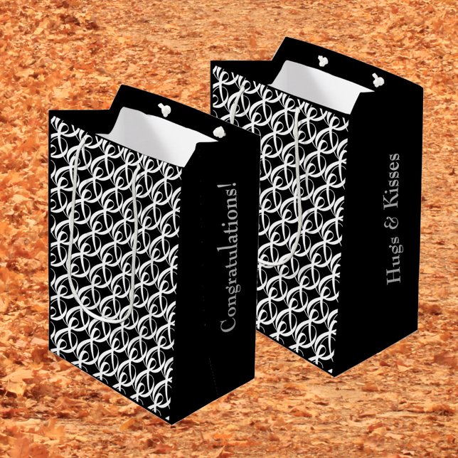 Personalised Black & White Congratulations Wedding Medium Gift Bag (For every occasion, personalized gift bags.
)