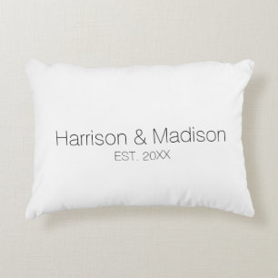 Personalised black white couple name date Wedding  Decorative Cushion