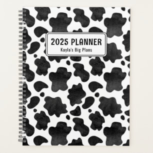 Personalised Black & White Cow Print Planner