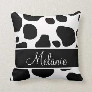 Personalised Black White Cow Spots Pillow
