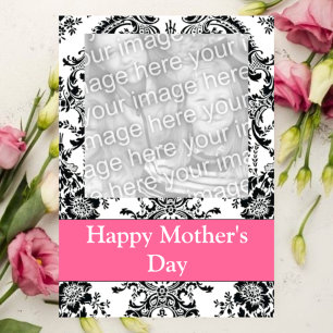 Personalised Black & White Damask Mother’s Day Card