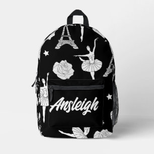 Personalised Black & White Dance Printed Backpack
