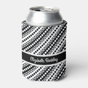 Personalised, Black & White Diagonal Retro Pattern Can Cooler