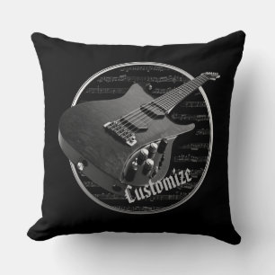 Personalised Black & White Electric Guitar Cushion