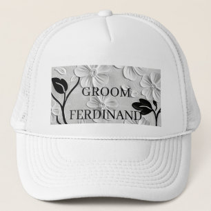 Personalised Black & White Florals GROOM Cap